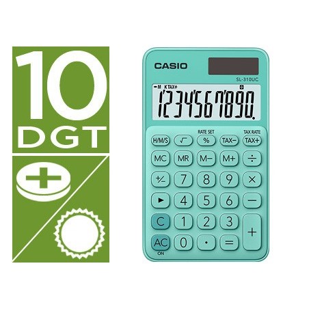CALCULADORA CASIO SL-310UC-GN BOLSO 10 DIGITOS TAX +/- TECLA
