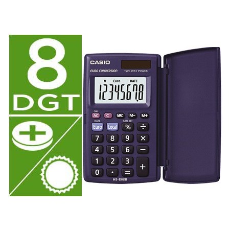 CALCULADORA CASIO HS-8VER BOLSO 8 DIGITOS CONVERSAO MOEDA CO