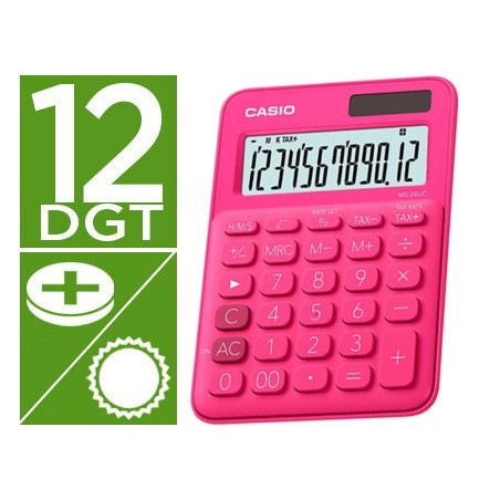 CALCULADORA CASIO MS-20UC-RD SECRETARIA 12 DIGITOS TAX +/- C