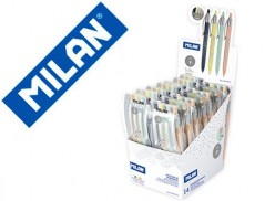 ESFEROGRAFICA MILAN P1 RETRATIL 1 MM SILVER ESTOJO DE 4 UNID