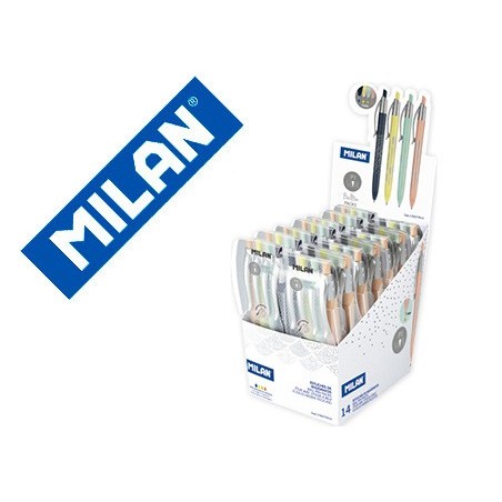 ESFEROGRAFICA MILAN P1 RETRATIL 1 MM SILVER ESTOJO DE 4 UNID
