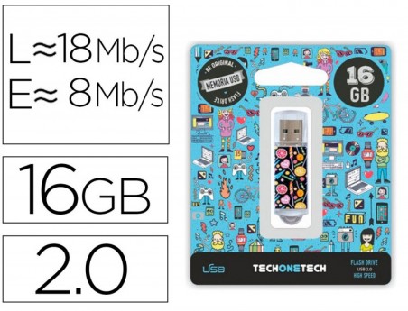 PEN DRIVE TECHONETECH FLASH DRIVE 16 GB 2.0 CANDY POP