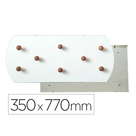 CABIDE SIE DE PAREDE BRANCO 8 SUPORTES DE MADEIRA FAIA 350X7