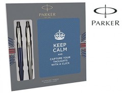 ESFEROGRAFICA PARKER JOTTER ACO + AZUL + BLOCO EXPOSITOR DE