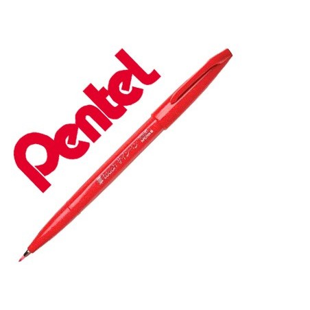 10un CANETA PINCEL PENTEL TOUCH PARA CALIGRAFIA COR VERMELHO