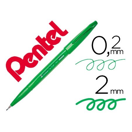 10un CANETA PINCEL PENTEL TOUCH PARA CALIGRAFIA COR VERDE