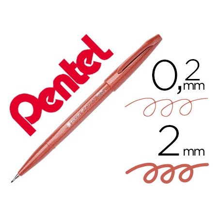 10un CANETA PINCEL PENTEL TOUCH PARA CALIGRAFIA COR CASTANHO