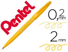 10un CANETA PINCEL PENTEL TOUCH PARA CALIGRAFIA COR AMARELO