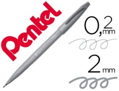 10un CANETA PINCEL PENTEL TOUCH PARA CALIGRAFIA COR CINZA
