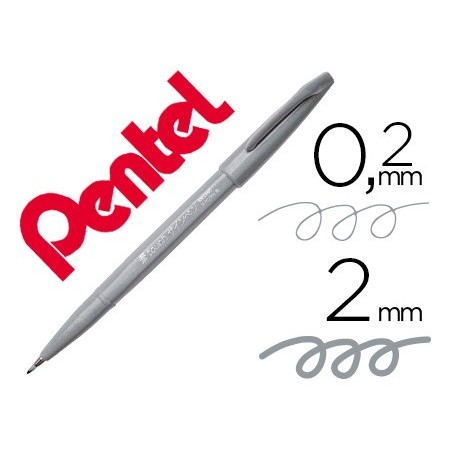 10un CANETA PINCEL PENTEL TOUCH PARA CALIGRAFIA COR CINZA