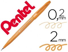 10un CANETA PINCEL PENTEL TOUCH PARA CALIGRAFIA COR OCRE