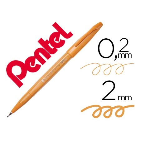 10un CANETA PINCEL PENTEL TOUCH PARA CALIGRAFIA COR OCRE
