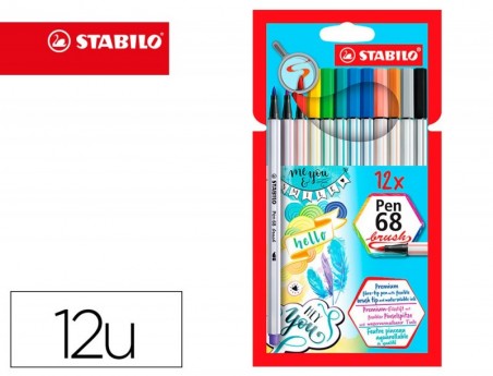 MARCADOR STABILO AGUARELAVEL PEN 68 BRUSH PONTA PINCEL ESTOJ