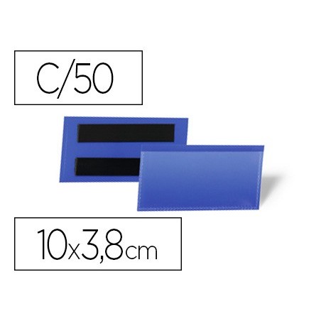 BOLSA DURABLE MAGNETICA 100X38 MM PLASTICO AZUL JANELA TRANS