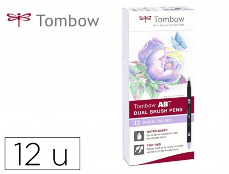 MARCADOR TOMBOW AGUARELAVEL DUPLA PONTA PINCEL CORES PASTEL