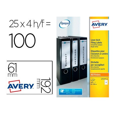 ETIQUETA ADESIVA AVERY PERMANENTE BRANCA 61X192 MM PARA LOMB