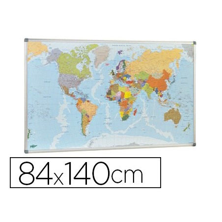 MAPA PAREDE FAIBO PLANISFERO POLITICO MAGNETICO MOLDURA DE A