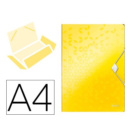 PASTA LEITZ WOW COM ELASTICOS ABAS POLIPROPILENO DIN A4 AMAR