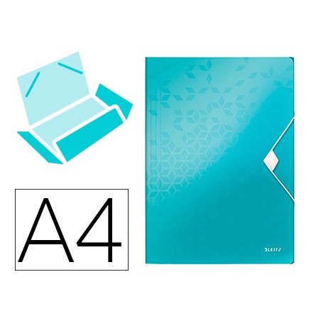 PASTA LEITZ WOW COM ELASTICOS ABAS POLIPROPILENO DIN A4 TURQ