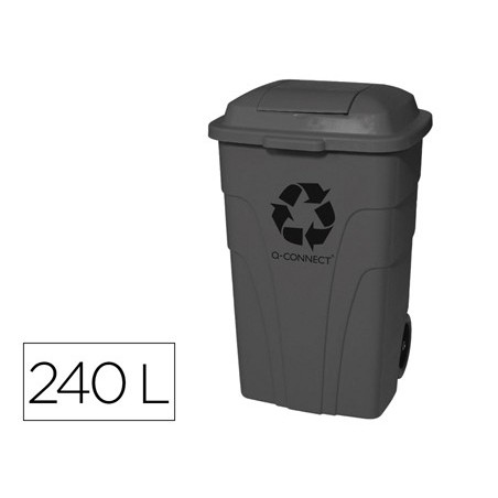 CONTENTOR Q-CONNECT PLASTICO COM RODAS 240L COR CINZA 1040X6