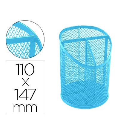 PORTA LAPIS Q-CONNECT METAL REDE TURQUESA COM 3 COMPARTIMENT