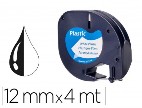 FITA Q-CONNECT 12MM X 4MT PRETA-BRANCA PEROLA PARA MAQUINA L