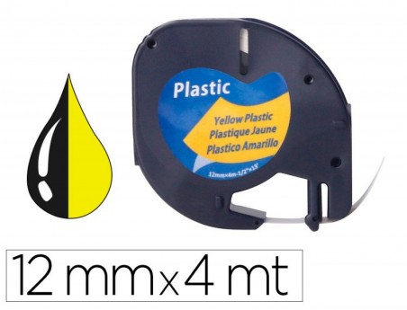 FITA Q-CONNECT 12MM X 4MT PRETA-HIPER AMARELO PARA MAQUINA L