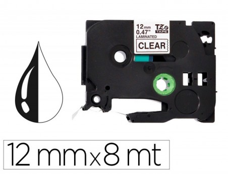 FITA Q-CONNECT TZE-131 TRANSPARENTE-PRETA 12MM COMPRIMENTO 8