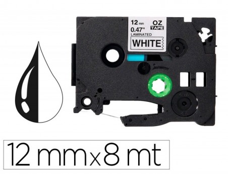 FITA Q-CONNECT TZE-231 BRANCA-PRETA 12MM COMPRIMENTO 8 MT