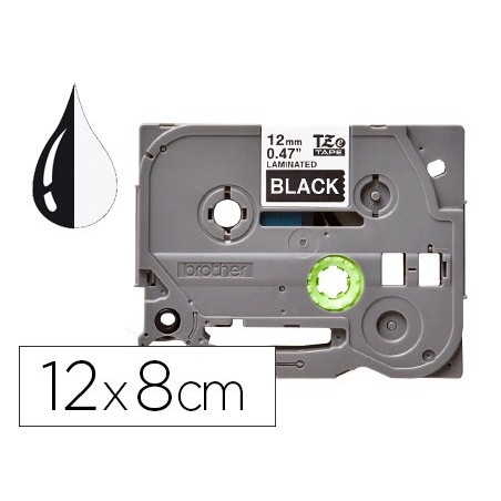 FITA Q-CONNECT TZE-335 PRETA-BRANCA 12MM COMPRIMENTO 8MT