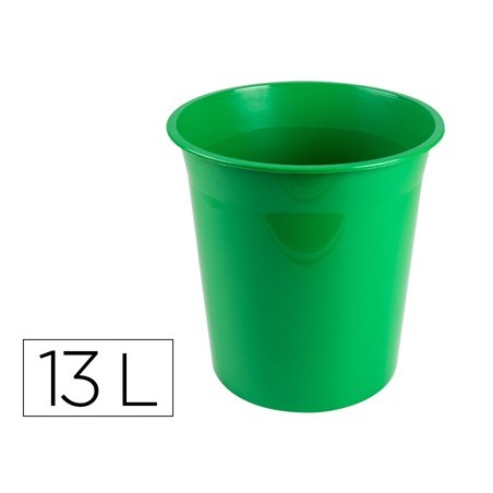 CESTO PLASTICO Q-CONNECT VERDE OPACO 13 LITROS