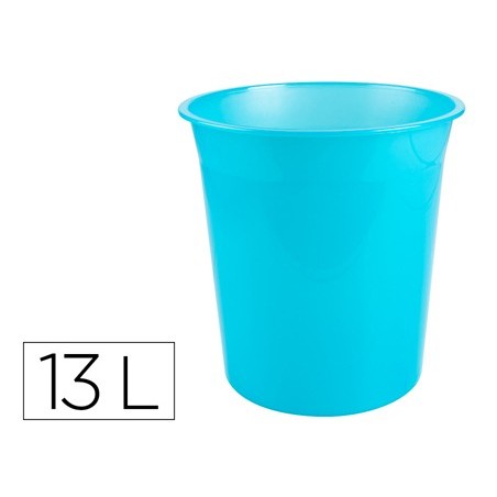 CESTO PLASTICO Q-CONNECT TURQUESA TRANSLUCIDO 13 LITROS
