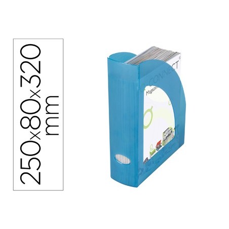PORTA REVISTAS PLASTICO Q-CONNECT AZUL TRANSLUCIDO