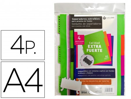 SEPARADOR CARCHIVO POLIPROPILENO EXTRA RIGIDO DIN A4 500 MC