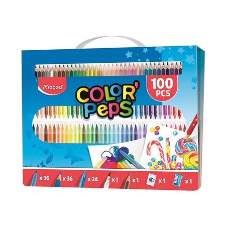 ESTOJO DE PINTURA MAPED COLOR PEPS KIT 100 PEÇAS SORTIDAS