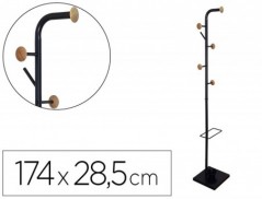 CABIDE METALICO Q-CONNECT PRETO COM DETALHES DE MADEIRA 6 SU