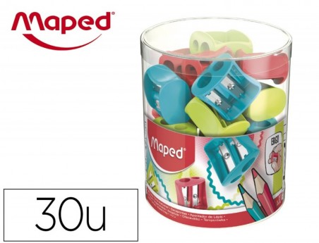 30un APARA LAPIS PLASTICO MAPED VIVO 2 USOS CORES SORTIDAS