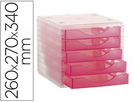 BLOCO DE SECRETARIA ARCHIVO 2000 EMPILHAVEL 5 GAVETAS FUCSIA
