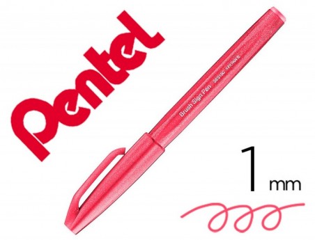 10un CANETA PINCEL PENTEL TOUCH PARA CALIGRAFIA COR VERMELHO