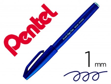 10un CANETA PINCEL PENTEL TOUCH PARA CALIGRAFIA COR AZUL ESC