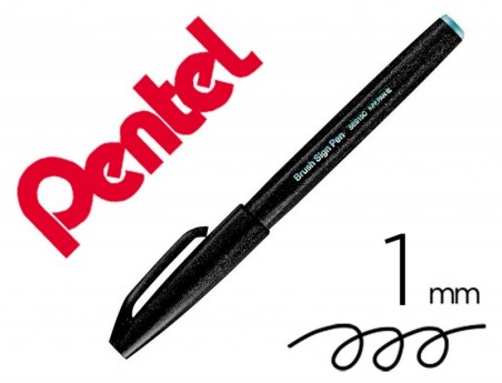10un CANETA PINCEL PENTEL TOUCH PARA CALIGRAFIA COR CINZA CL