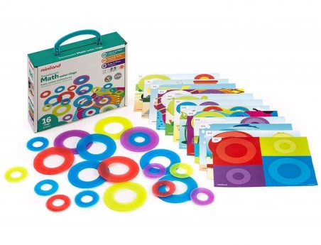 JUEGO MINILAND SET DE 16 AROS TRANSLUCIDOS Y 12 TARJETAS DE