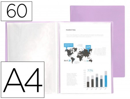 CAPA CATALOGO LIDERPAPEL 60 BOLSAS POLIPROPILENO DIN A4 LAVA