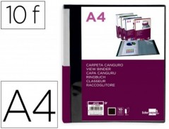 PASTA CANGURU LIDERPAPEL 10 BOLSAS POLIPROPILENO DIN A4 PRET