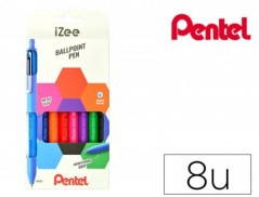 CONJUNTO COM 8 ESFEROFRÁFICAS PENTEL IZEE RETRATEIS COM PONT