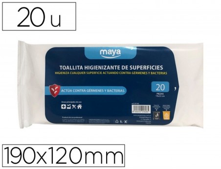 TOALHITA DESINFECTANTE PARA SUPERFICIES MEDIDAS 190 X 120 MM