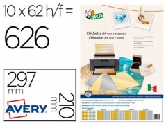 ETIQUETA ADESIVA AVERY TICO PAPEL ACETINADO OURO / PRATA LAS