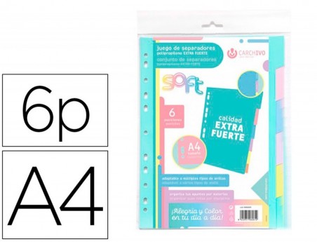 SEPARADOR CARCHIVO POLIPROPILENO SOFT EXTRA FORTE DIN A4 MUL