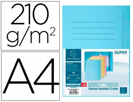 50un CLASSIFICADOR CARTOLINA COM 3 ABAS EXACOMPTA DIN A4 IMP