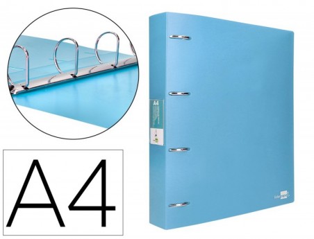 PASTA LIDERPAPEL POLIPROPILENO DIN A4 4 ANEIS MISTOS 40 MM C